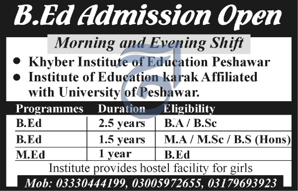 Khyber Institute Of Education Peshawar Courses