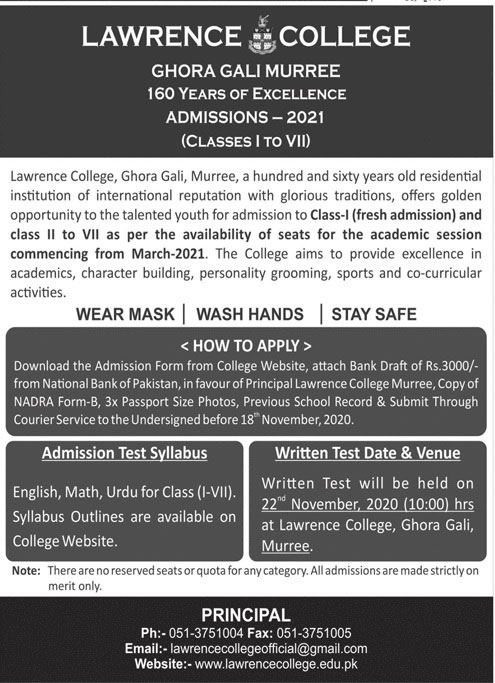 Lawrence College Murree Admission