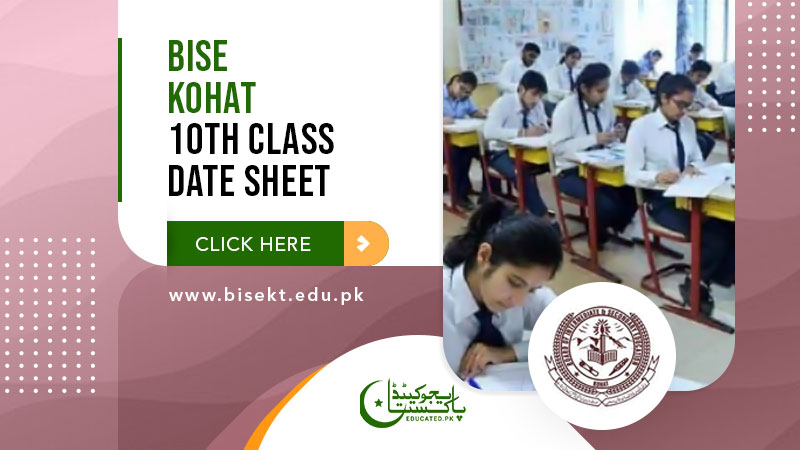 9th Class Date Sheet BISE Kohat Board 2024