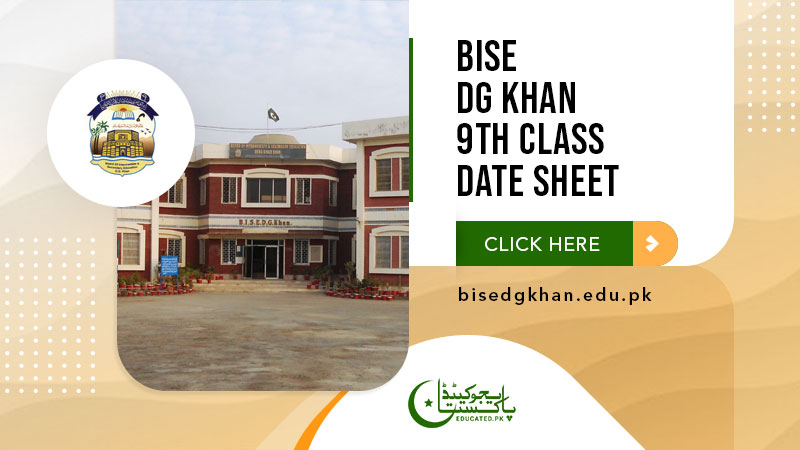 BISE DG Khan Board 9th Class Date Sheet 2024
