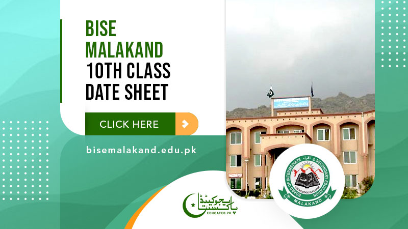 BISE Malakand Board 10th Class Date Sheet 2024