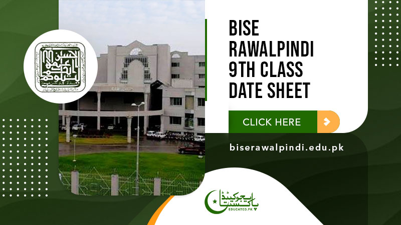 BISE Rawalpindi Board 9th Class Date Sheet 2024