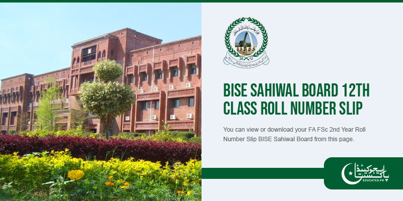 BISE Sahiwal Board 12th Class Roll No Slip