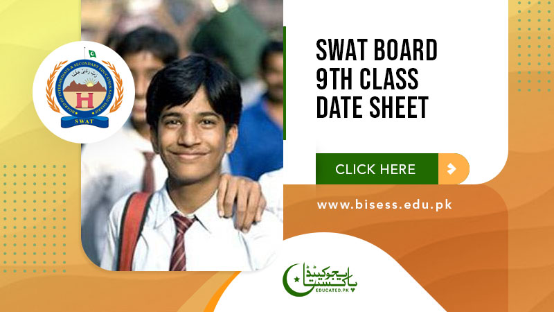 BISE Swat Board 9th Class Date Sheet 2024