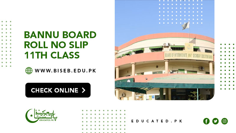 FA FSC First Year Roll Number Slip 2024 BISE Bannu Board