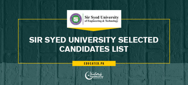 SSUET Merit List 2024 Sir Syed University Of Engineering And Technology