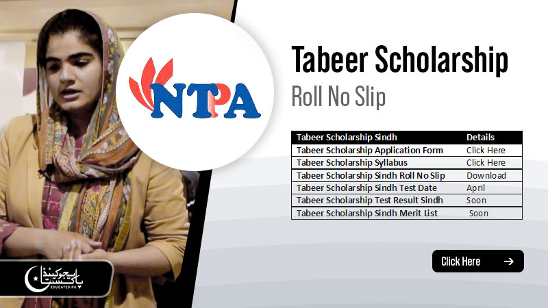 Tabeer Scholarship Roll No Slip Download