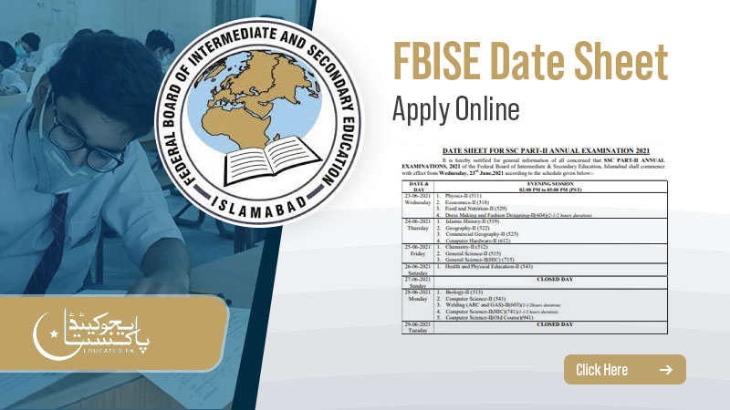 Federal Board Date Sheet