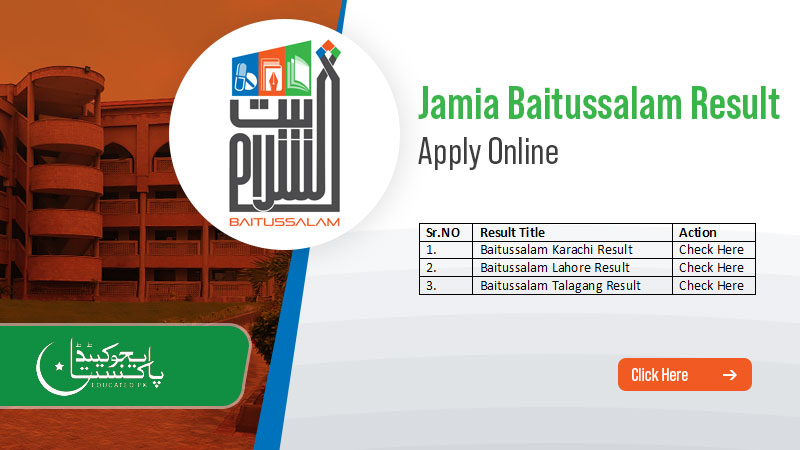 Check Online Jamia Baitussalam Result Merit List Download