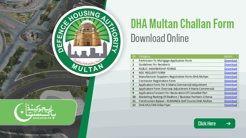 DHA Multan Installment Challan Form Download