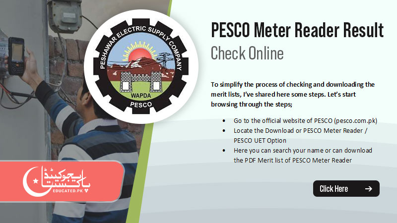 How to check PESCO Meter Reader Result Merit List?