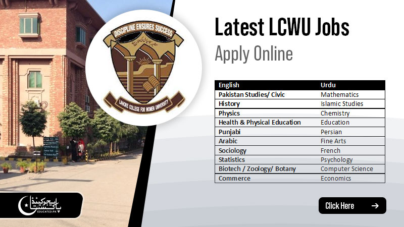 Lahore College For Women University LCWU Visiting Faculty Jobs
