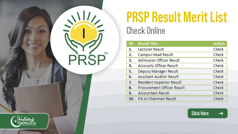 Prime Recruitment Service Pak PRSP Result Jobs Test Result Merit List