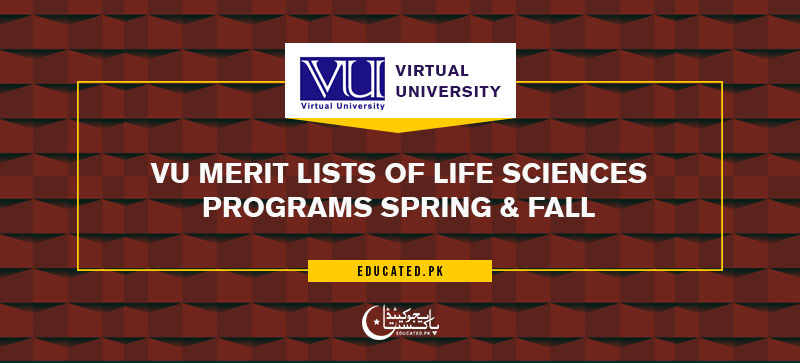 VU Merit Lists Of Life Sciences Programs Spring & Fall 1st 2nd 3rd