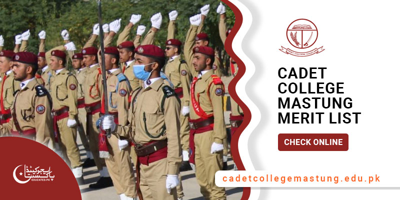Cadet College Mastung Merit List 2024 Entry Test Result