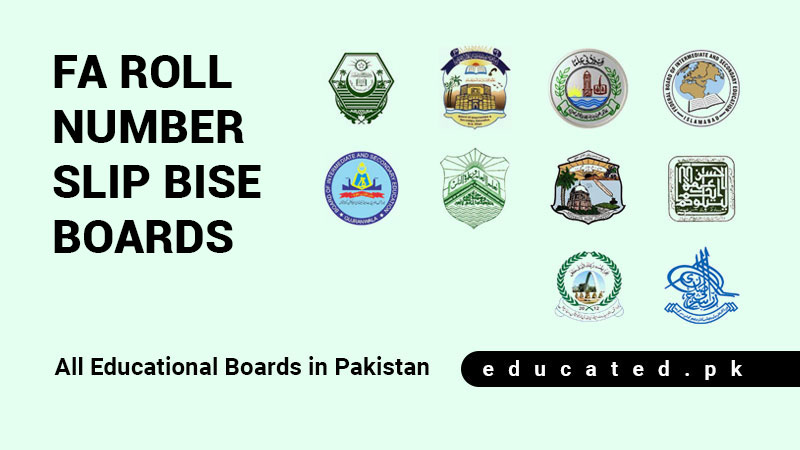 FA Roll Number Slip BISE Boards