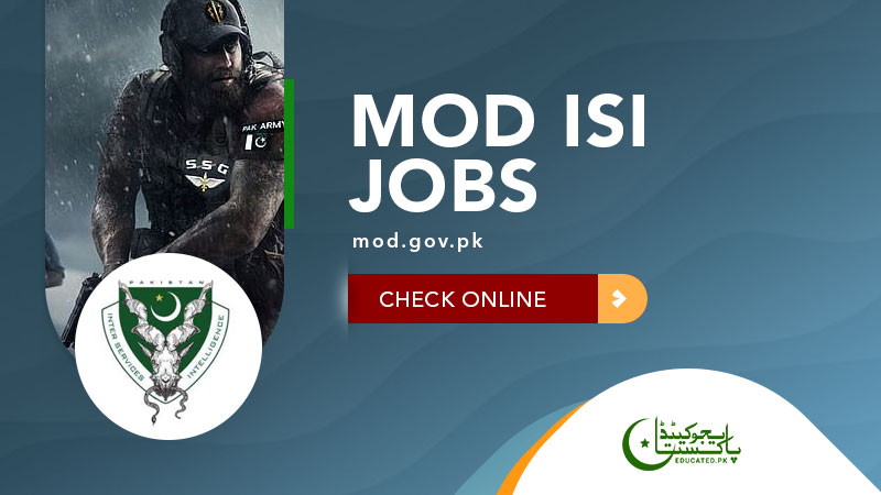 ISI Jobs 2024 Online Apply - recruitment.mod.gov.pk
