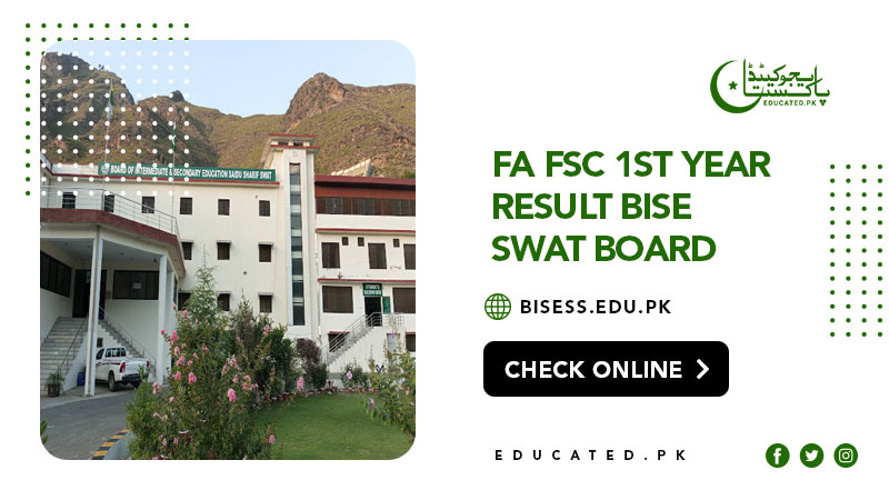 FA Fsc 1st Year Result 2024 BISE Swat Board