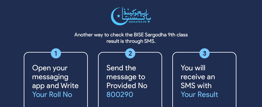 BISE Sargodha Result by By SMS