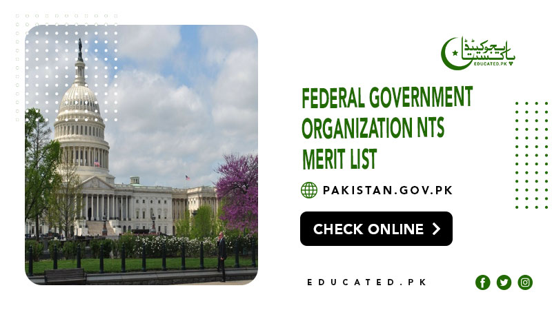 Federal Govt Organization NTS Merit List 2024