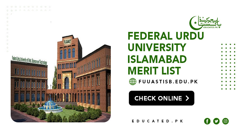 Federal Urdu University Islamabad Merit List 2024