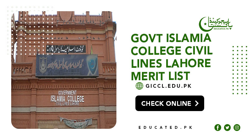 Govt Islamia College Civil Lines Lahore Merit List 2024