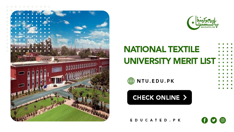 National Textile University NTU Merit List