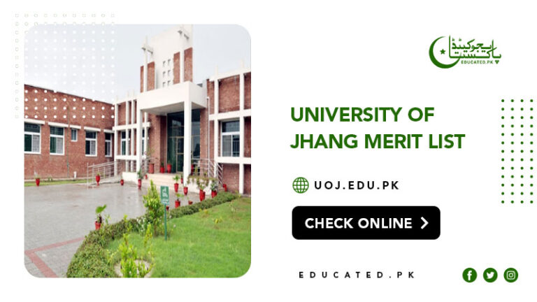 University of Jhang Merit List 2024 BS BBA B.Ed