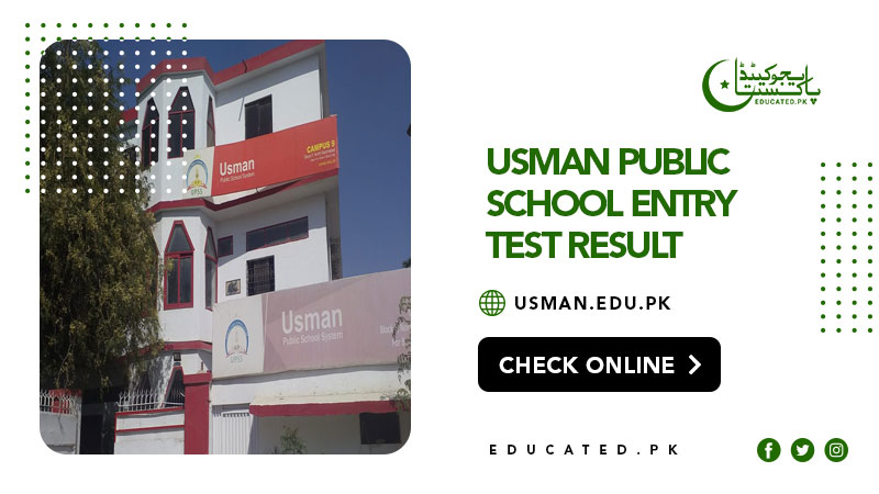 Usman Public School Entry Test Result 2024 Merit List