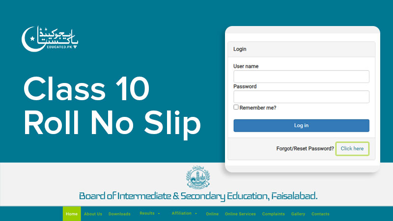 10th Class Roll Number Slip 2024 BISE Faisalabad Board