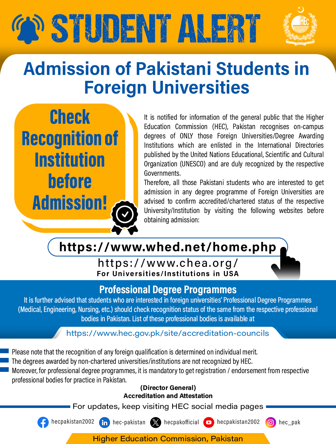 Admission of Pakistani Students in Foreign Universities