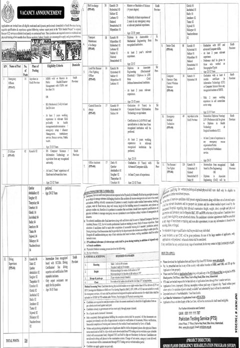 Sindh Flood Emergency Rehabilitation Program SFERP Jobs Advertisement 2024