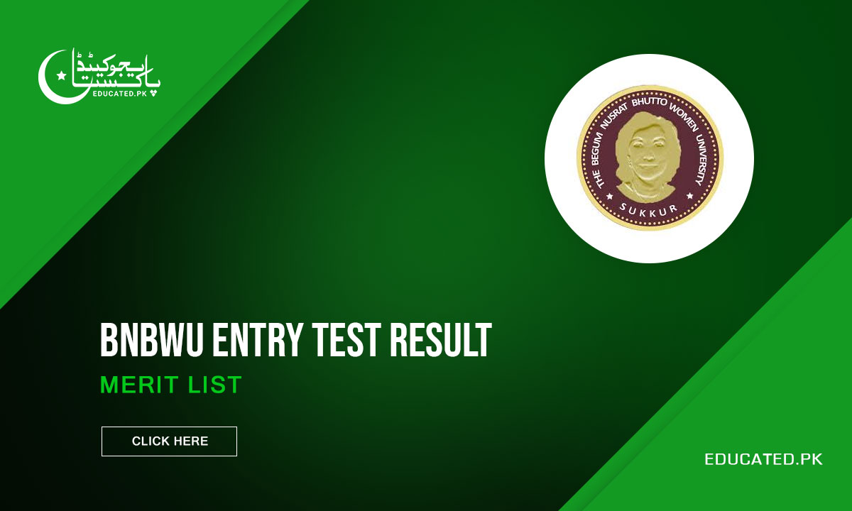 Begum Nusrat Bhutto Women University BNBWU Entry Test Result