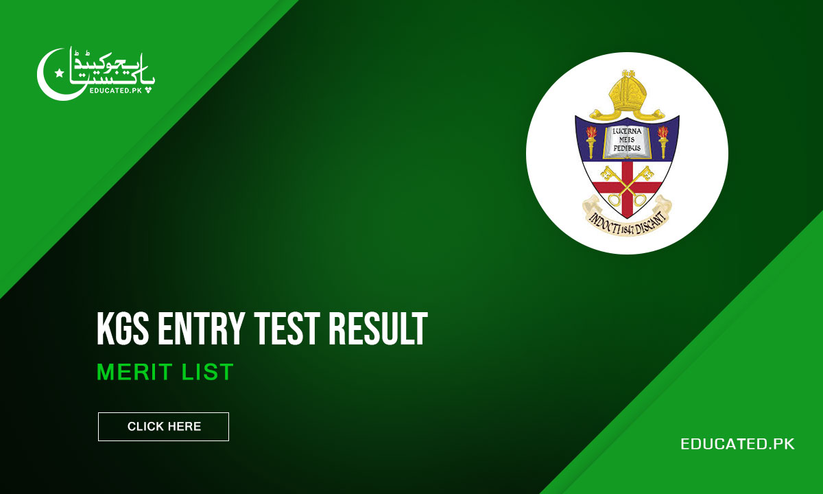 Karachi Grammar School KGS Entry Test Result Merit List