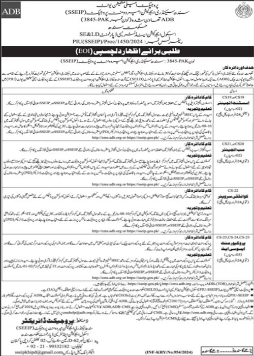 School Education and Literacy Department Sindh Jobs Advertisement 2024