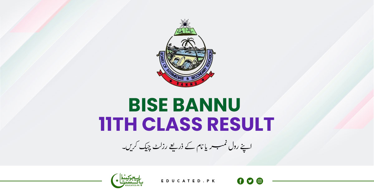 BISE Bannu Board 11th Class Result 2024 By Roll No. and Name