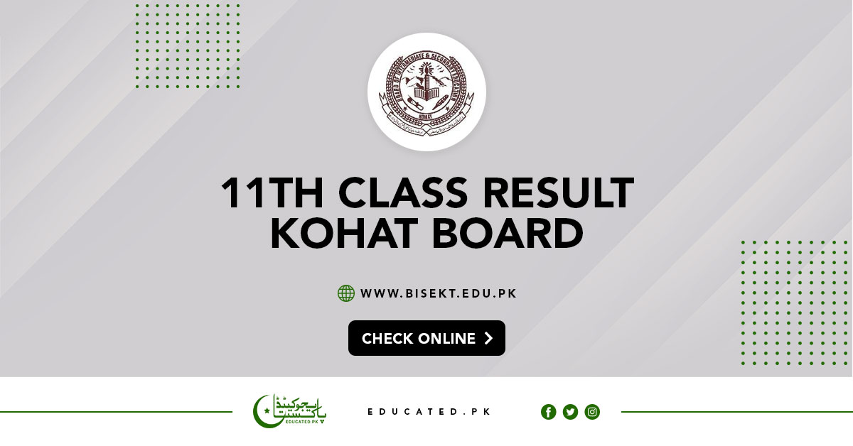 BISE Kohat Board 11th Class Result 2024 1st Year FA, FSC, ICOM