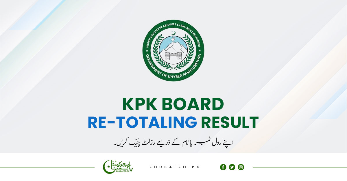 Retotaling Result KPK Board 2024 By Roll No