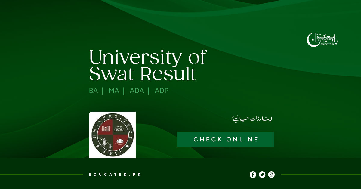 University of Swat Result 2025 www.uswat.edu.pk BA, MA
