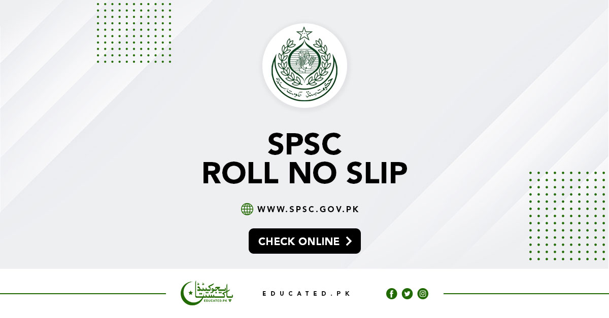 SPSC Roll No Slip 2024 Lecturer, ASI, Written Test Date